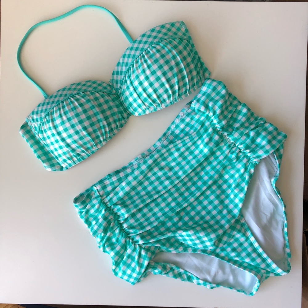 NWOT Lauren James high waisted gingham bikini set